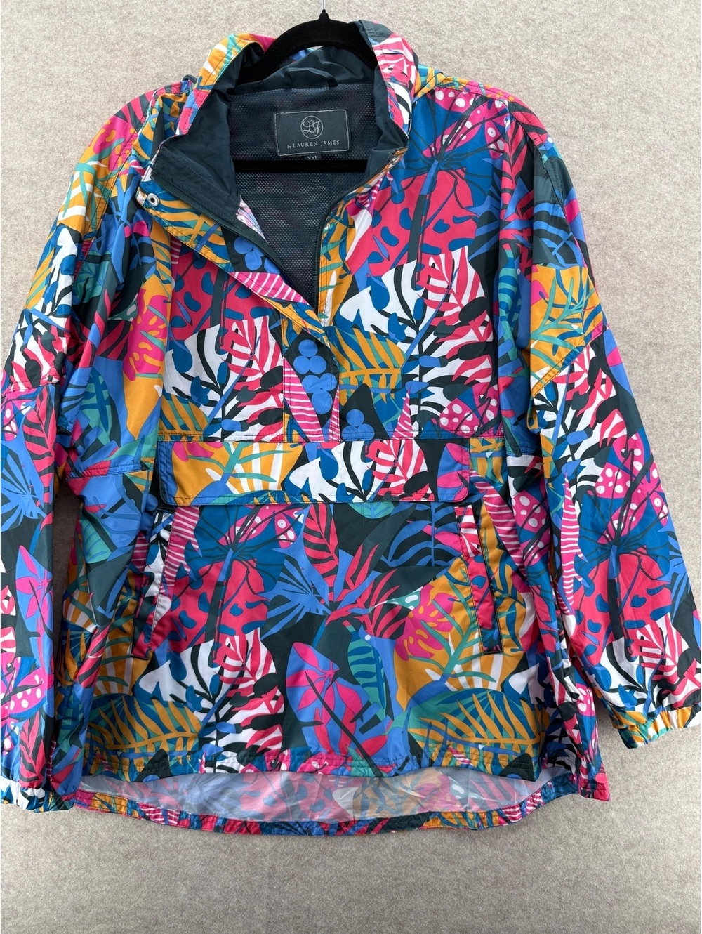 Lauren James Tropical Print Rain Jacket Pullover Windbreaker Women’s XXL